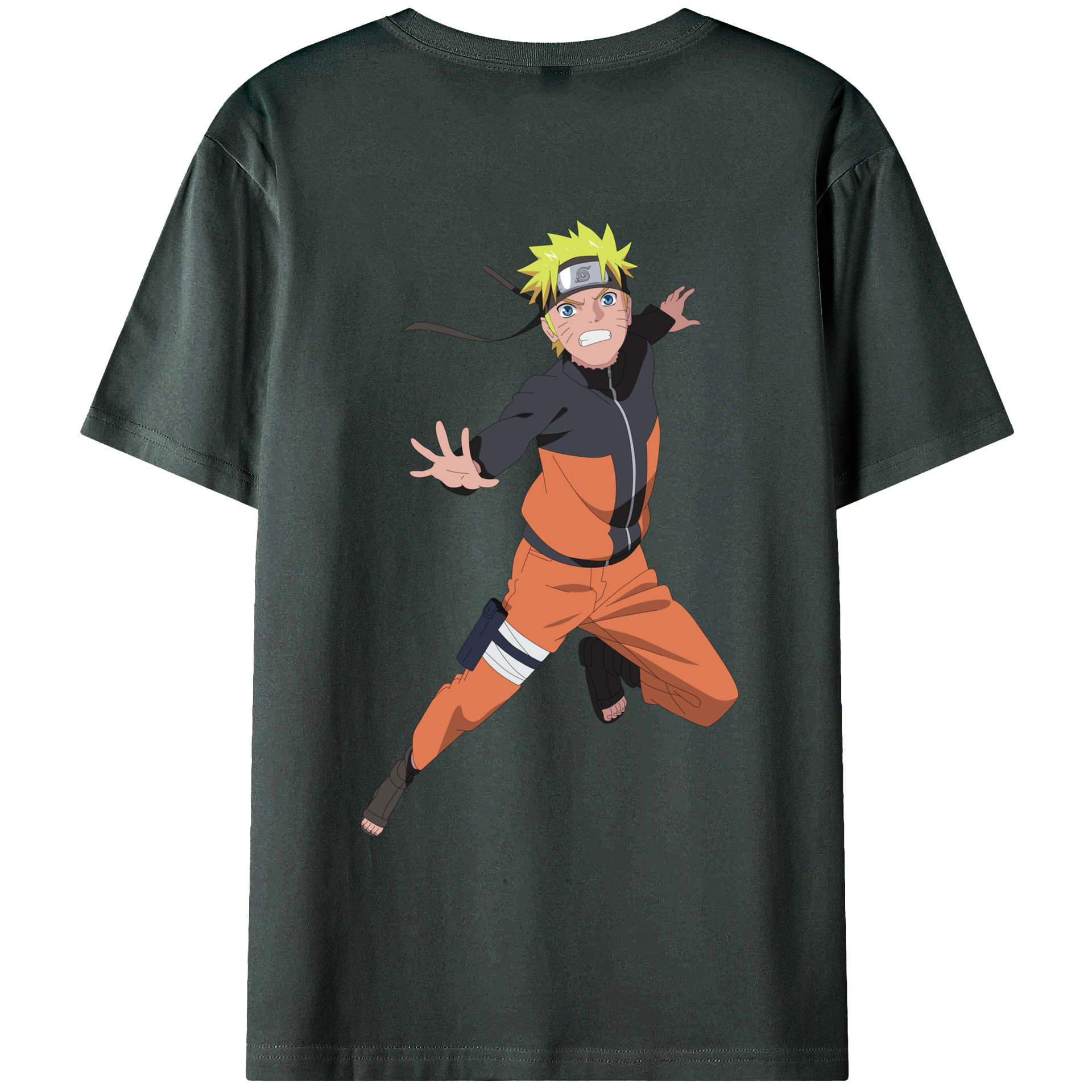 （画像用） NARUTO -ナルト- うずまき ナルト Uzumaki Naruto 綿100％ メンズ半袖Tシャツ（バックプリント） 通気性
